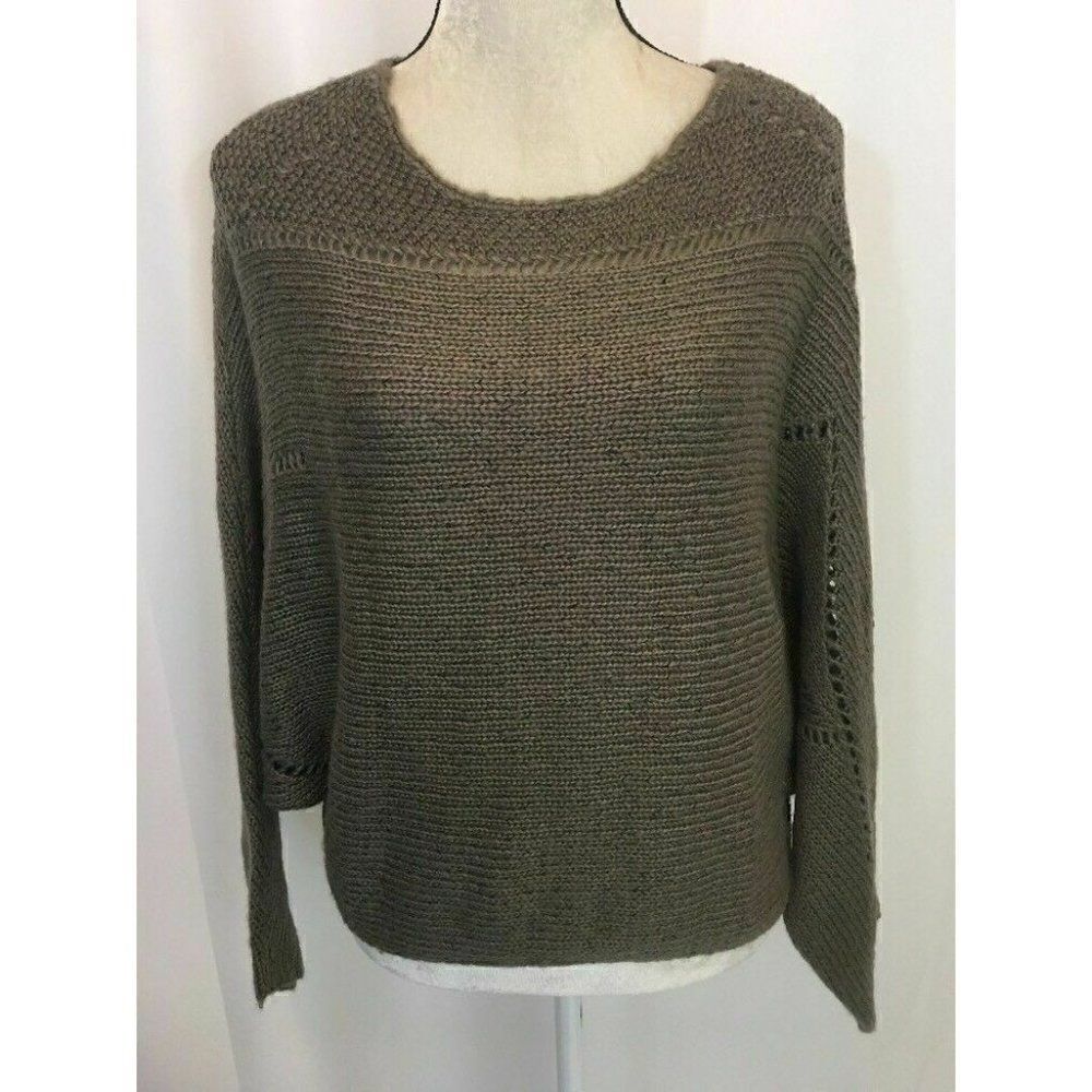 RD Style Womens Solid Gray Long Sleeve Kimono Sleeve Sweater Top Medium